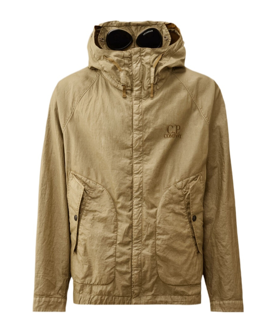 C.p. Company Men S Lino Wax Goggle Jacket Tree House In Brown