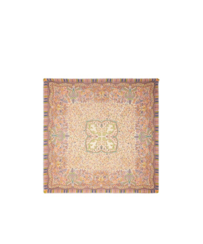Etro Multicoloured Printed Silk And Wool Shawl In Neutral