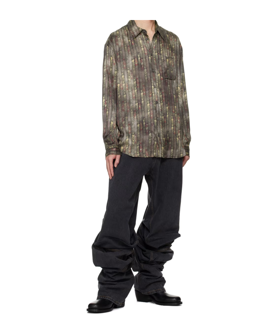 Y/project Draped Cuff Five-bag Jeans In Black