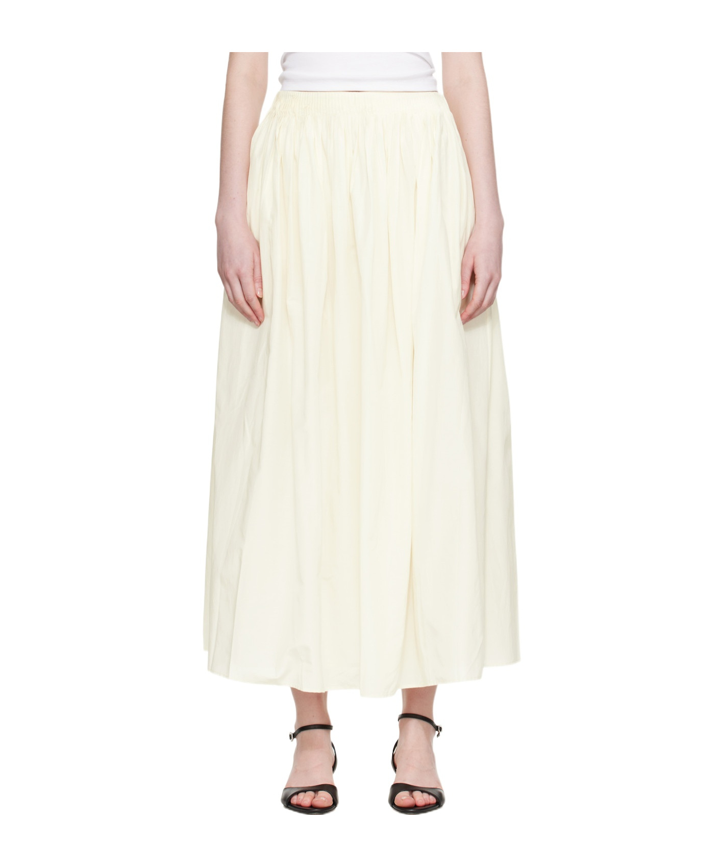 Loulou De Saison Naya Gathered Flared Maxi Skirt In White