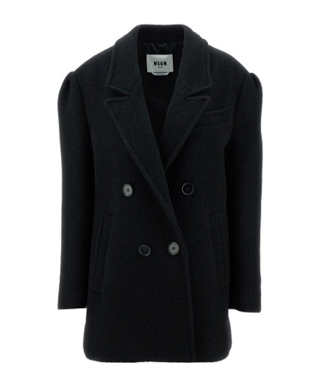 Msgm Long-sleeved Double-breasted Casual Jacket In Black