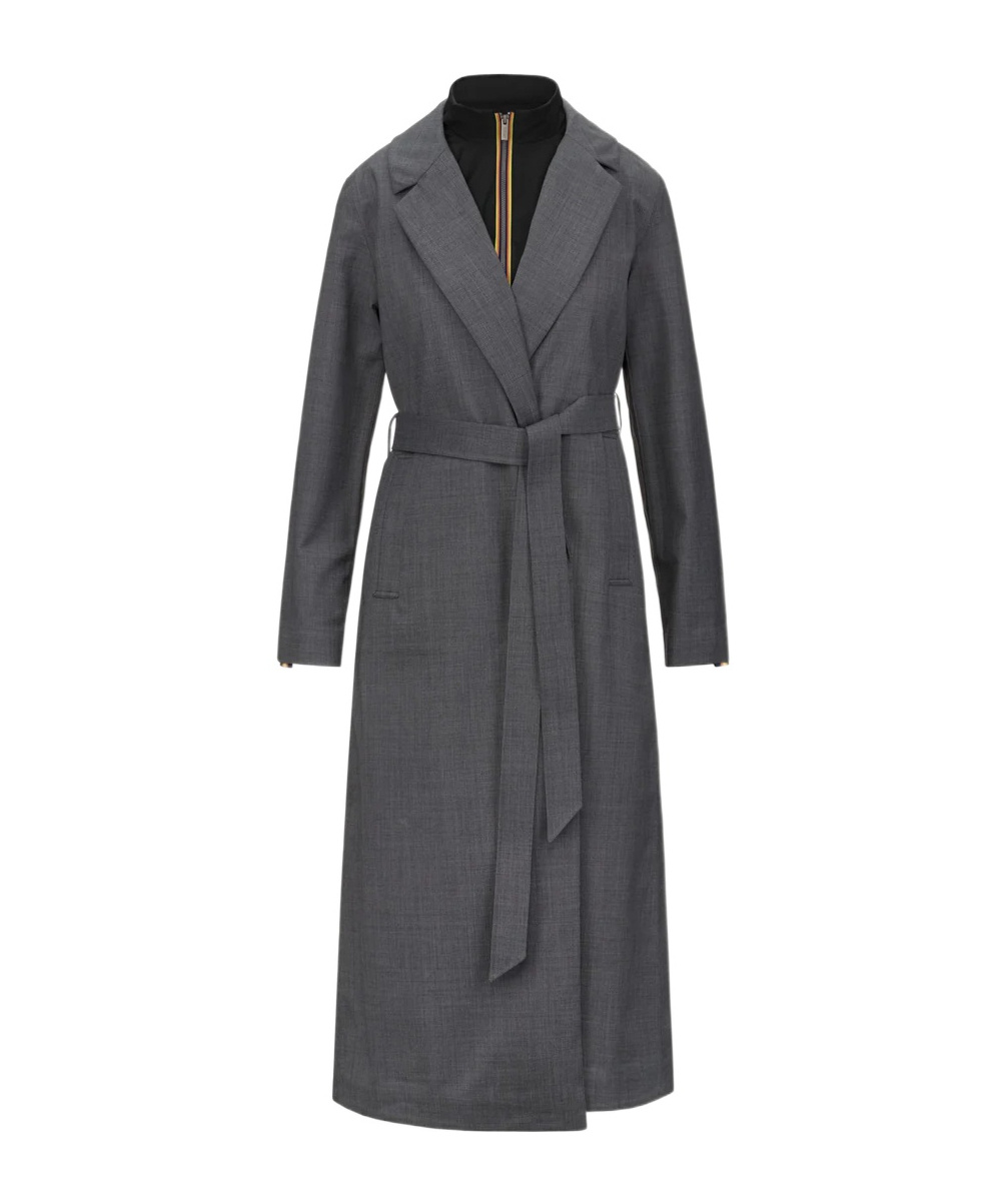 K-way Jorance Belted Coat In Gray