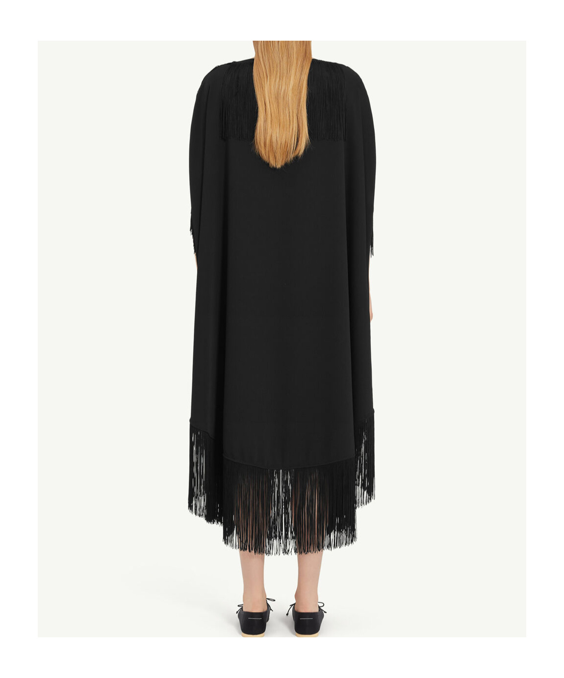 Shop Mm6 Maison Margiela Fringe-detail Belted Midi Dress In Black