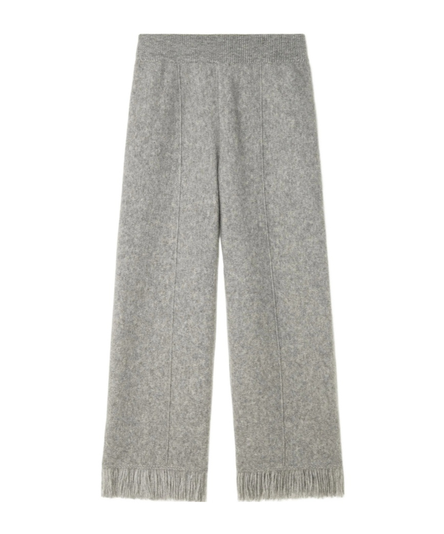 Alanui Finest Fringed-hem Trousers In Gray