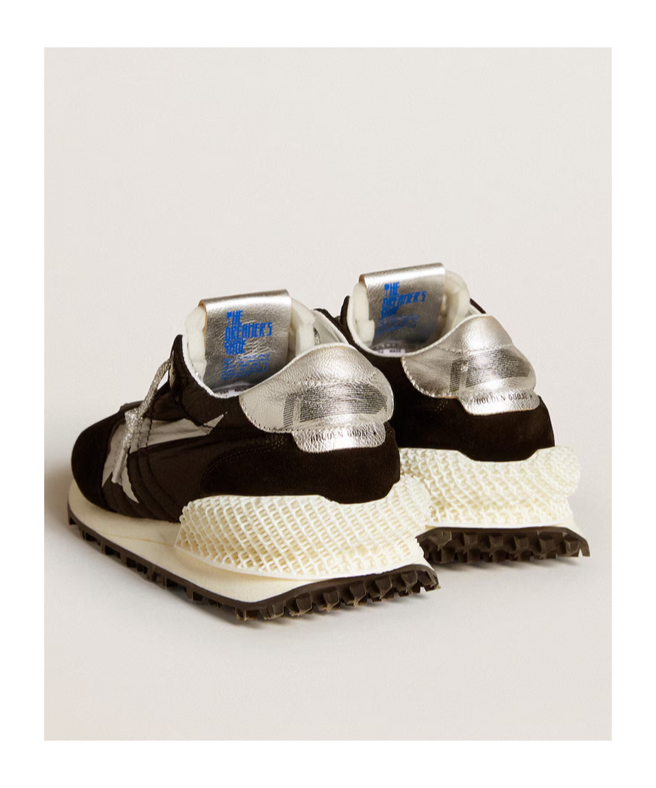 Golden Goose Running Marathon Leather-trimmed Shell Sneakers In Black