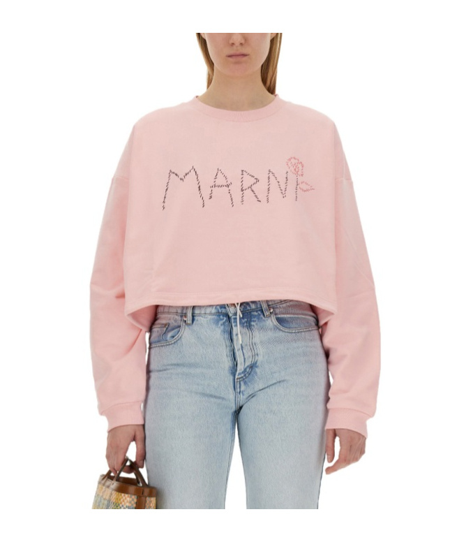Marni Sweatshirt With Logo In Pink