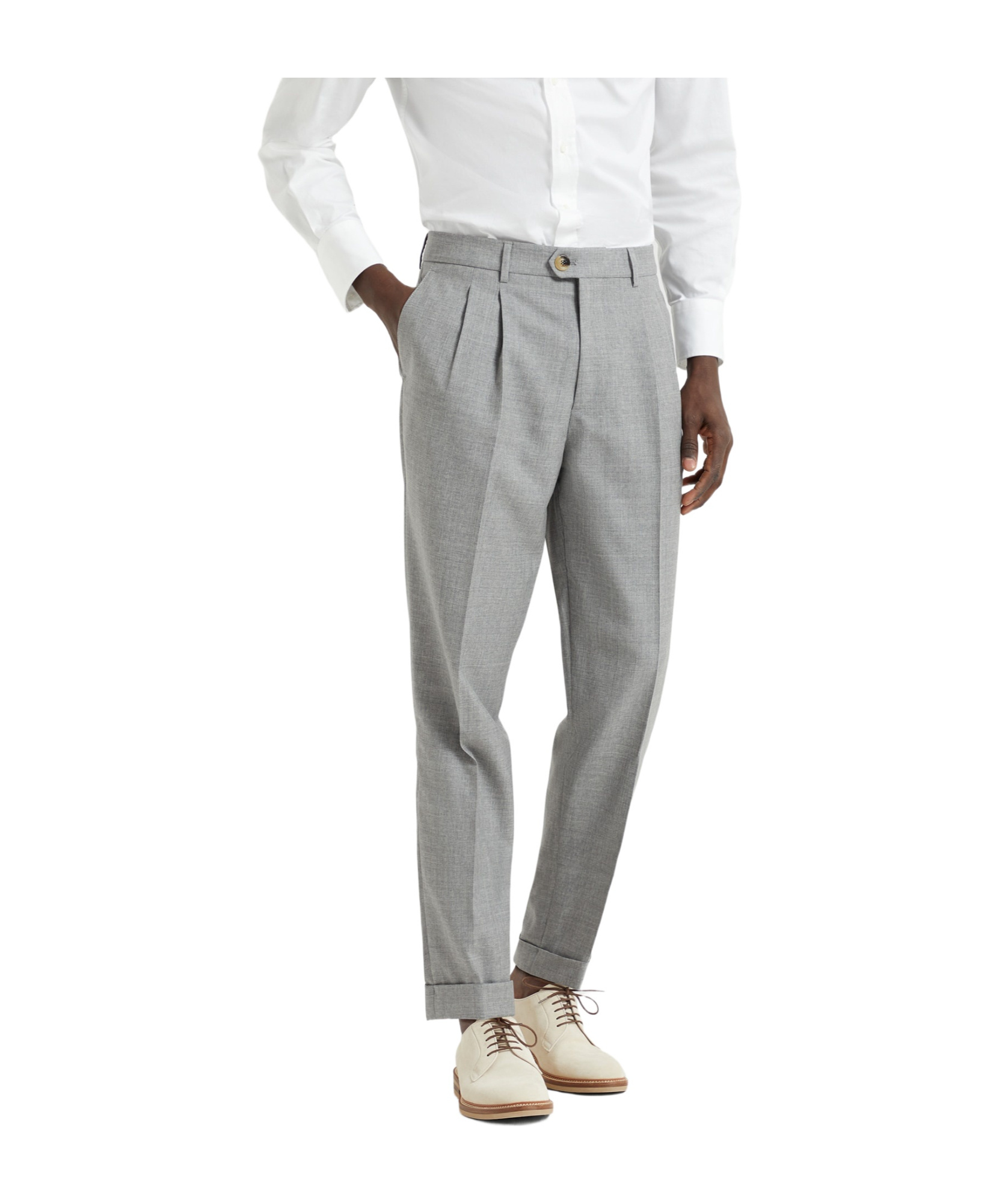 Brunello Cucinelli Belt Loops Slacks In Gray