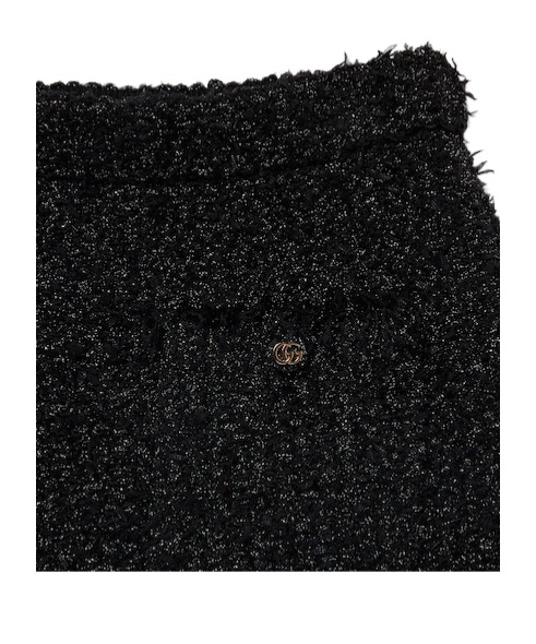 Gucci Gold And Silver Thread And Viscose Fiber Miniskirt In Black