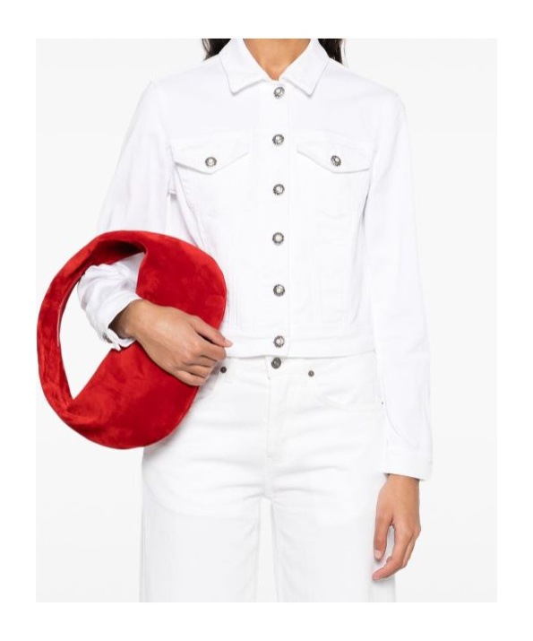Dondup White Denim Cropped Jacket