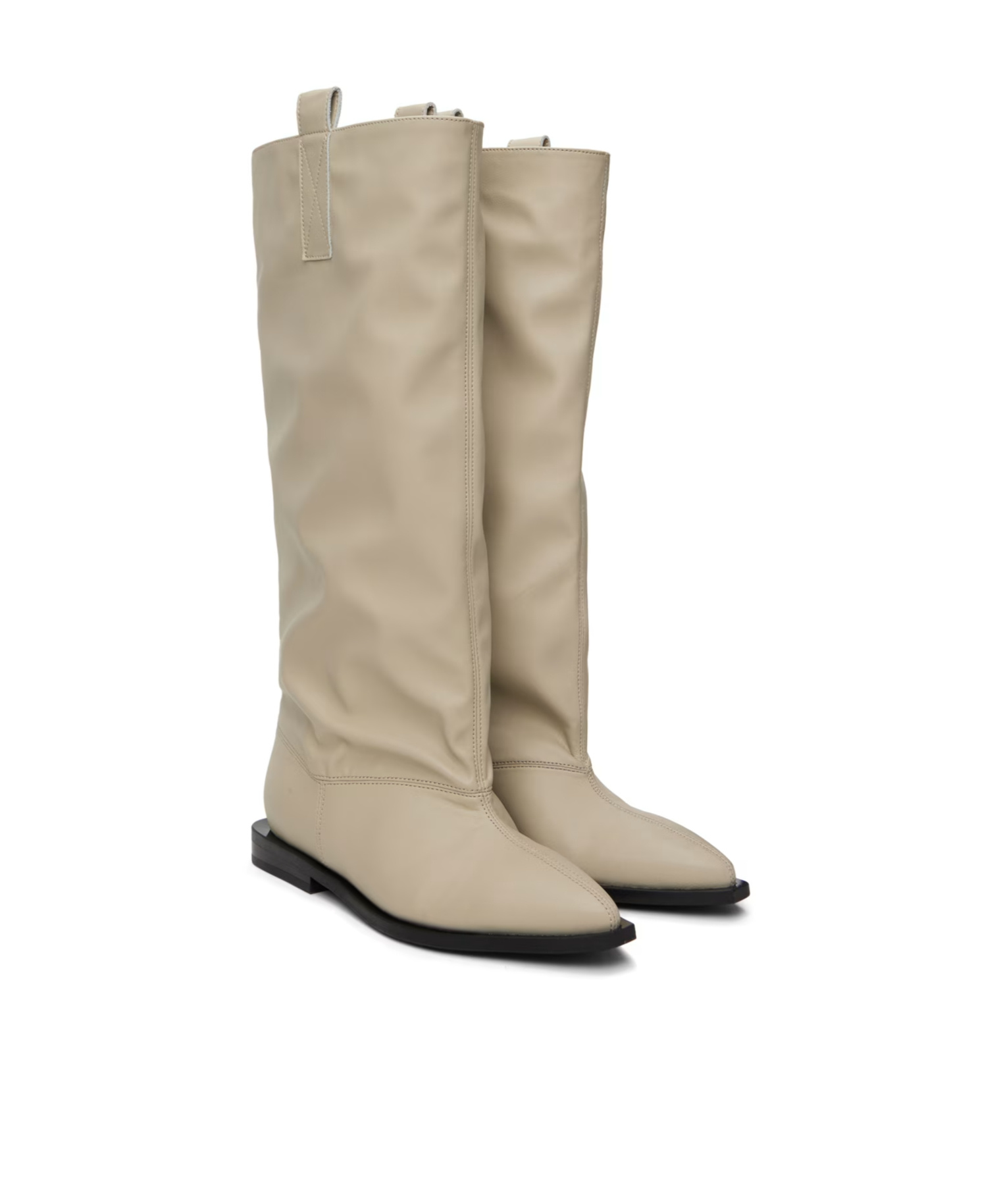 Ganni Slouchy Knee-high Boots In Nude