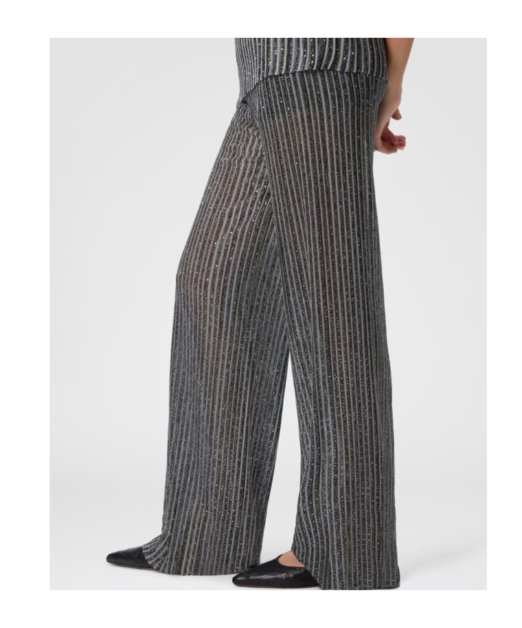 Missoni Metallic Striped Wide-leg Trousers In Gray
