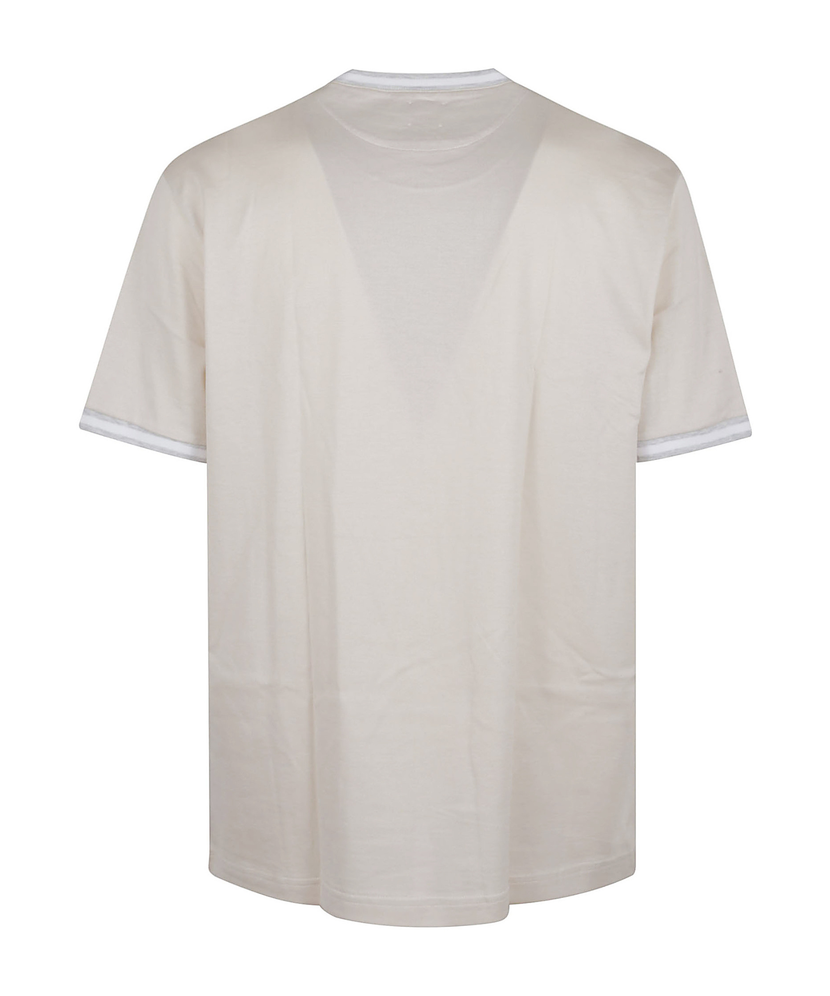 Eleventy Relaxed-fit Beige Cotton T-shirt With Contrasting Accents In White