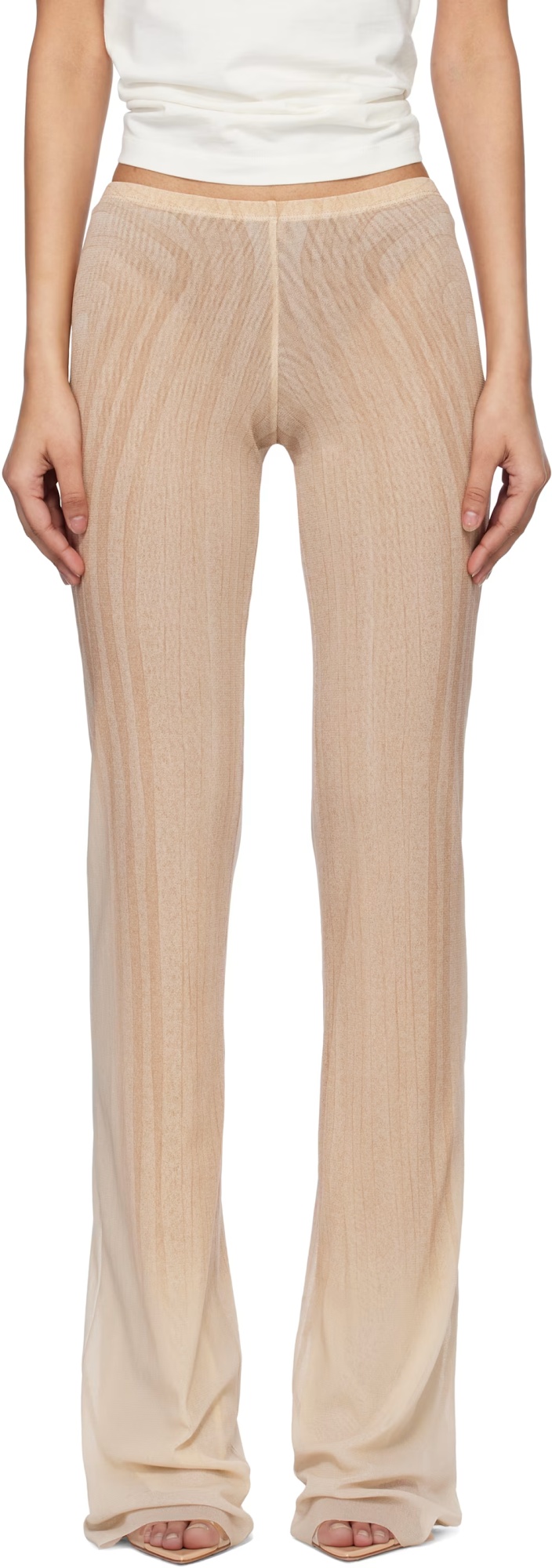 Jean Paul Gaultier Spiral-print Mesh Trousers