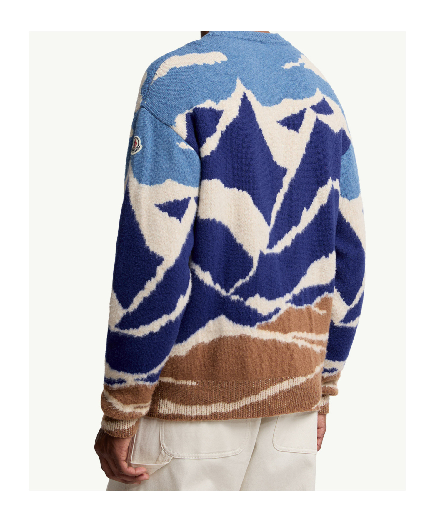 Moncler Mountain Jacquard Wool Sweater In Blue