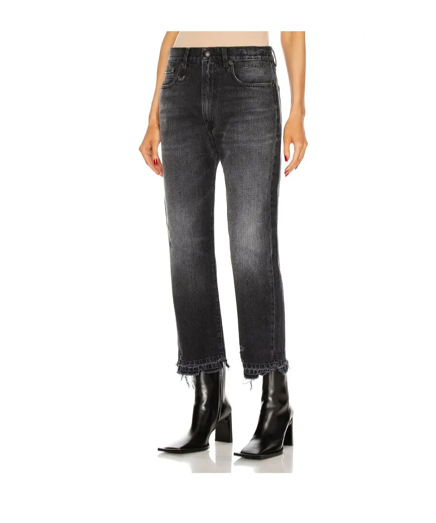 R13 Cuffed Boyfriend Jeans In Black