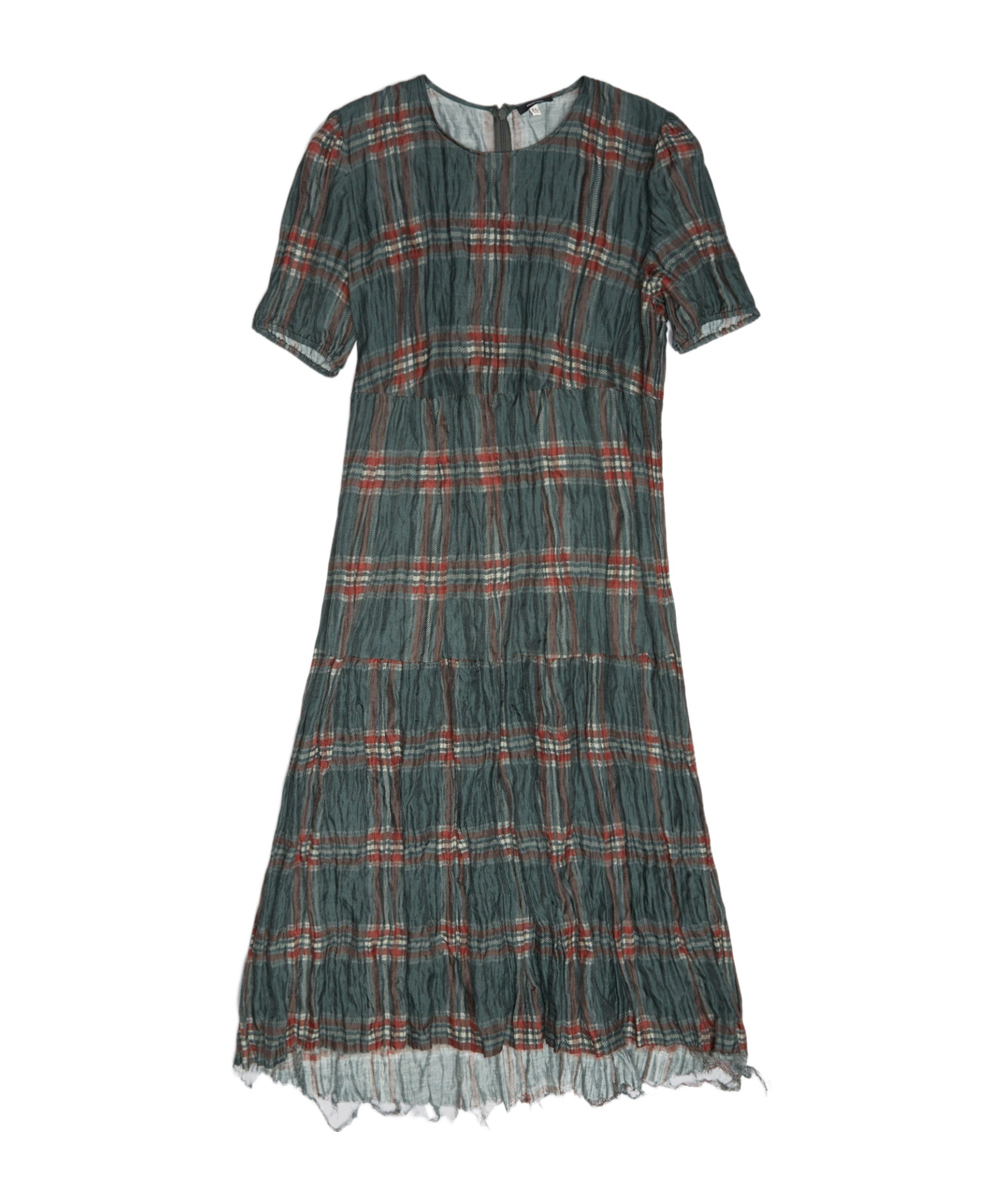 R13 Green Check Midi Dress In Gray