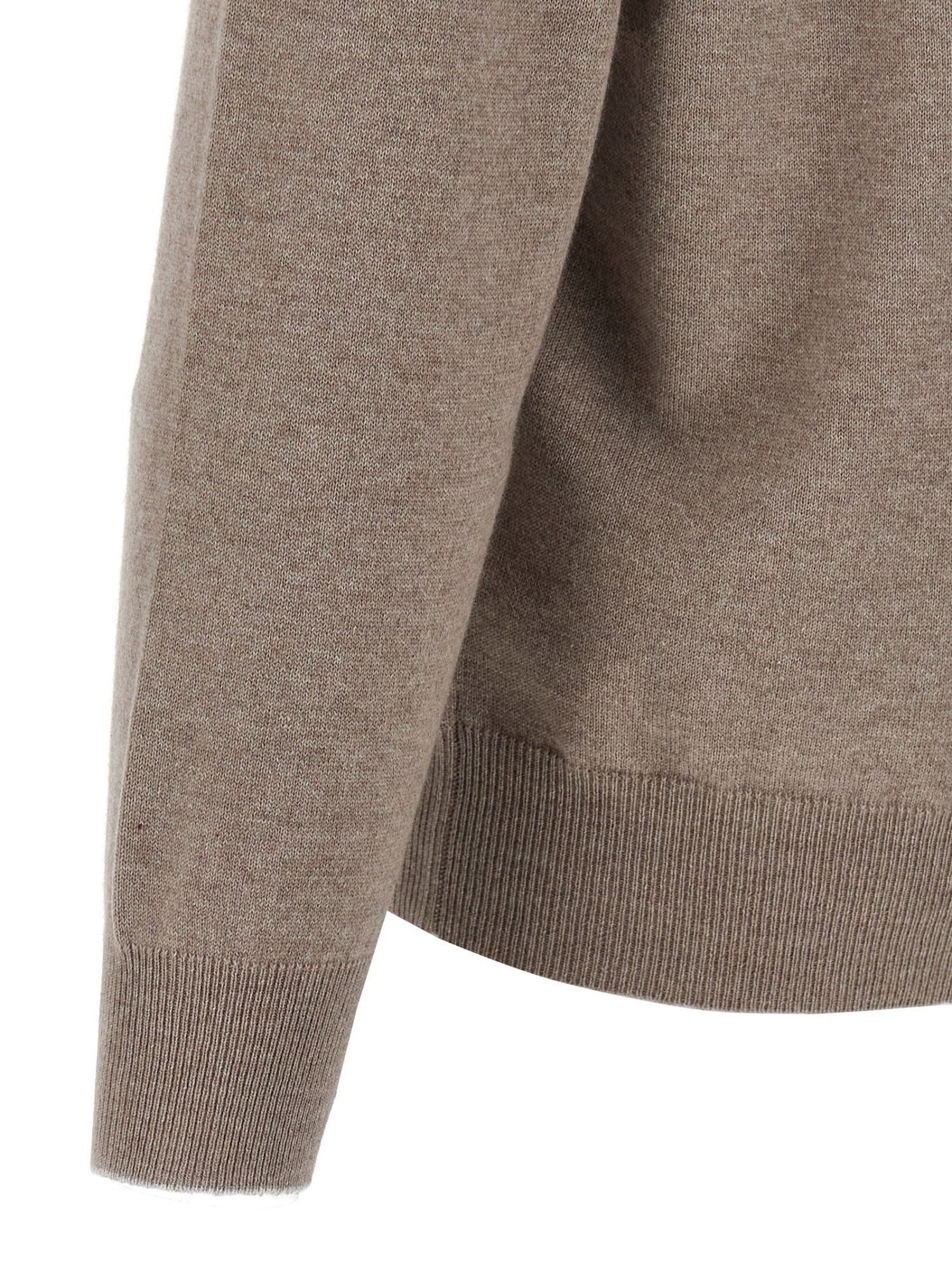 Brunello Cucinelli Cashmere Polo Ribbed Collar Cuffs Hem In Brown