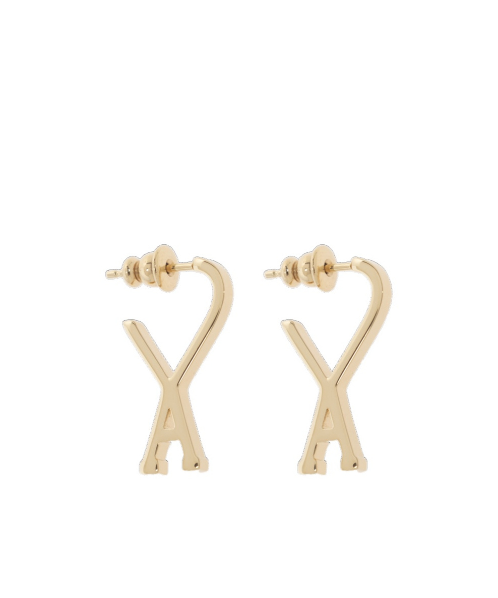Ami Alexandre Mattiussi Logo Earrings In Yellow