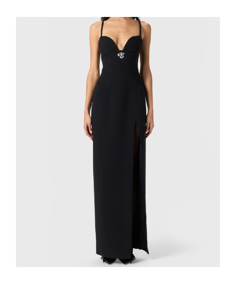 Blumarine Crystal-embellished Maxi Dress In Black