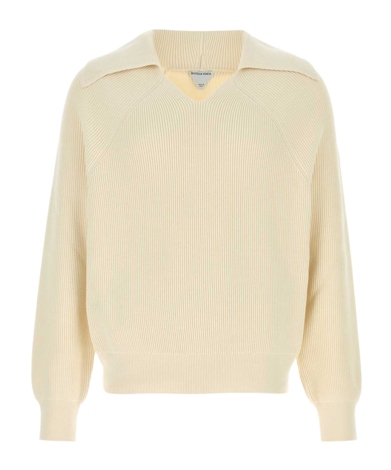 Bottega Veneta Maglione In Misto Cotone Crema Uomo In Chalk Color