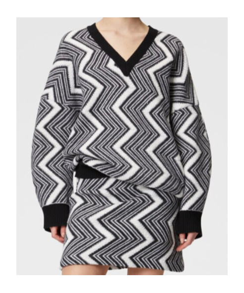 Missoni Zigzag Wool Sweater In Gray