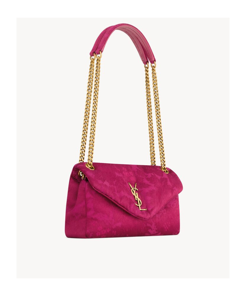 Saint Laurent Calypso Small In Jacquard In Red Berries
