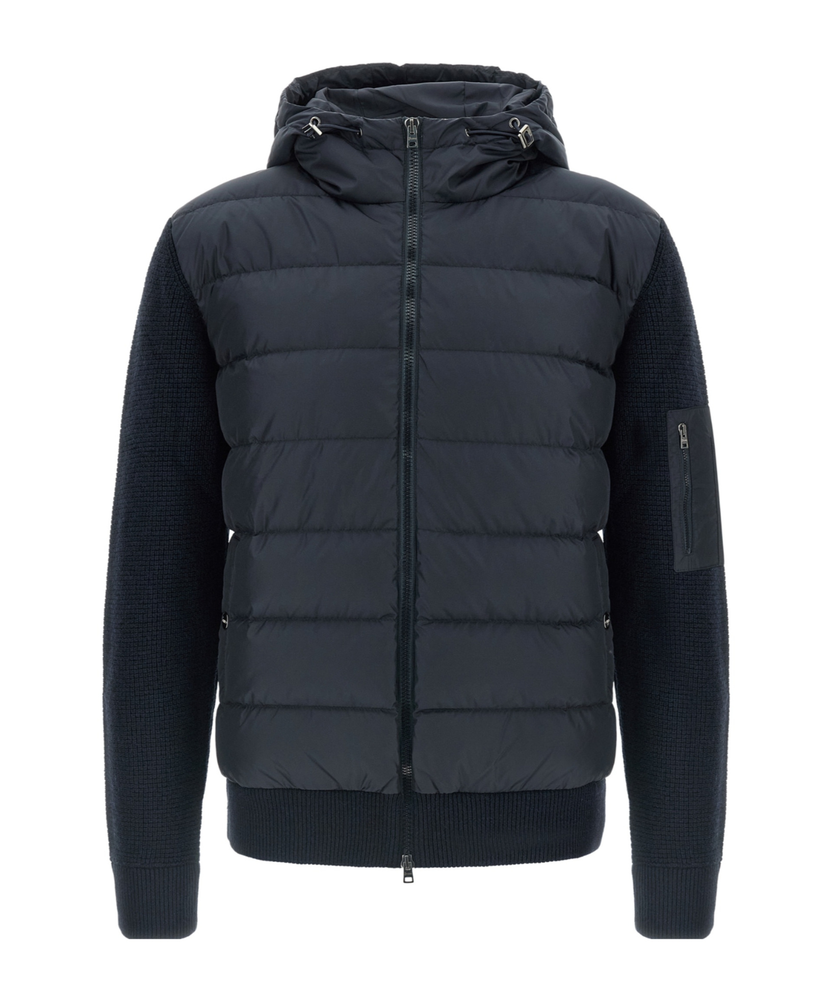 Herno Bi-material Down Jacket In Black