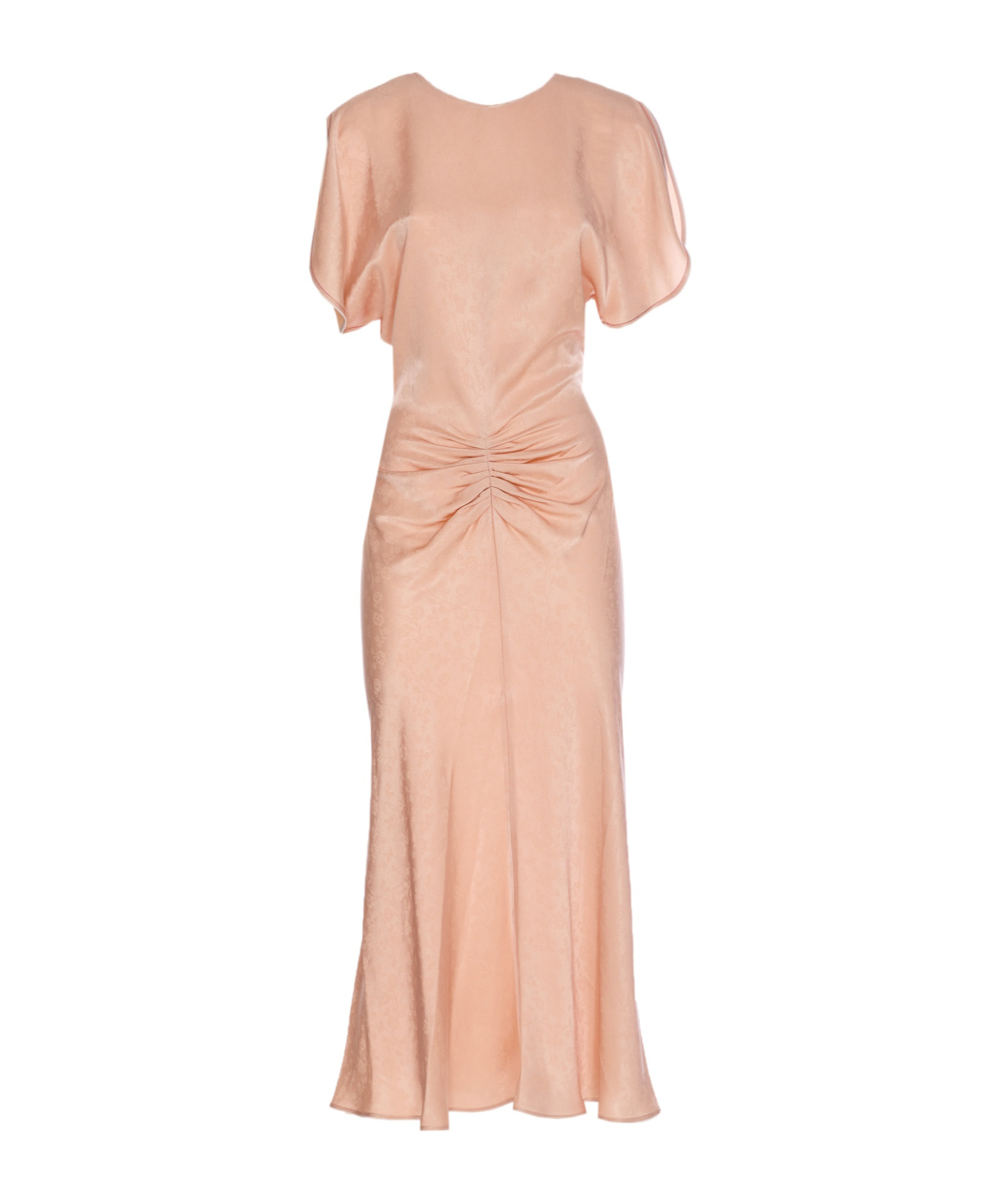 Victoria Beckham Light Pink Damask Dress With Gathering In Nude