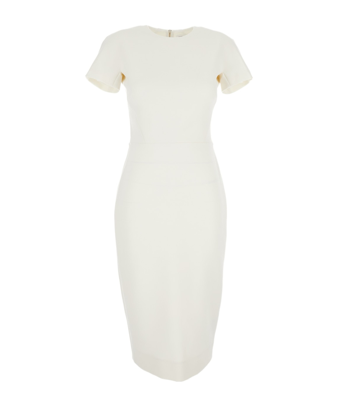 Shop Victoria Beckham Round-neck Twill Midi Dress In White