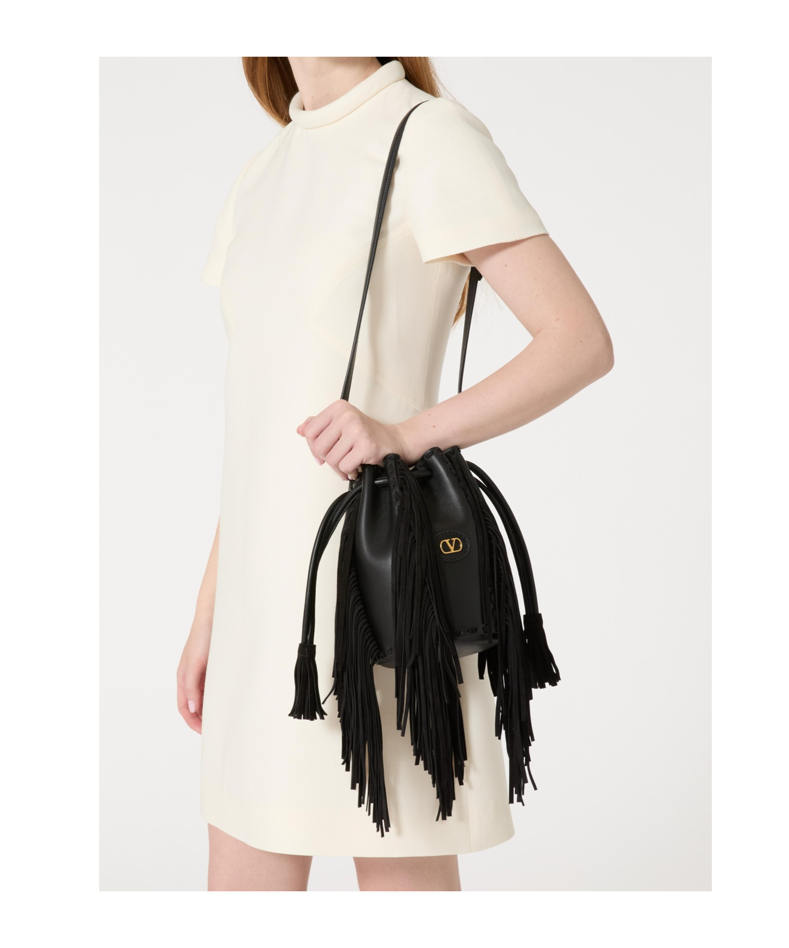 Valentino Drawstring Shoulder Bag In Black