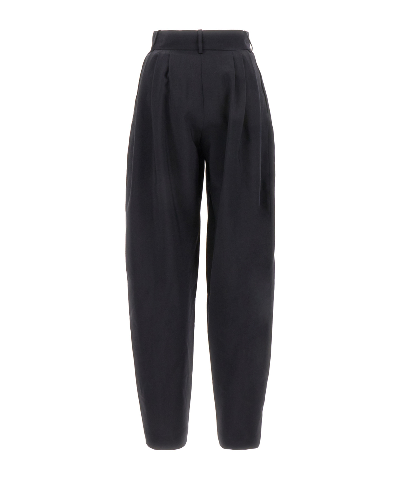 Quira Wool Pant With Tapered Leg And Pleated Design In Black