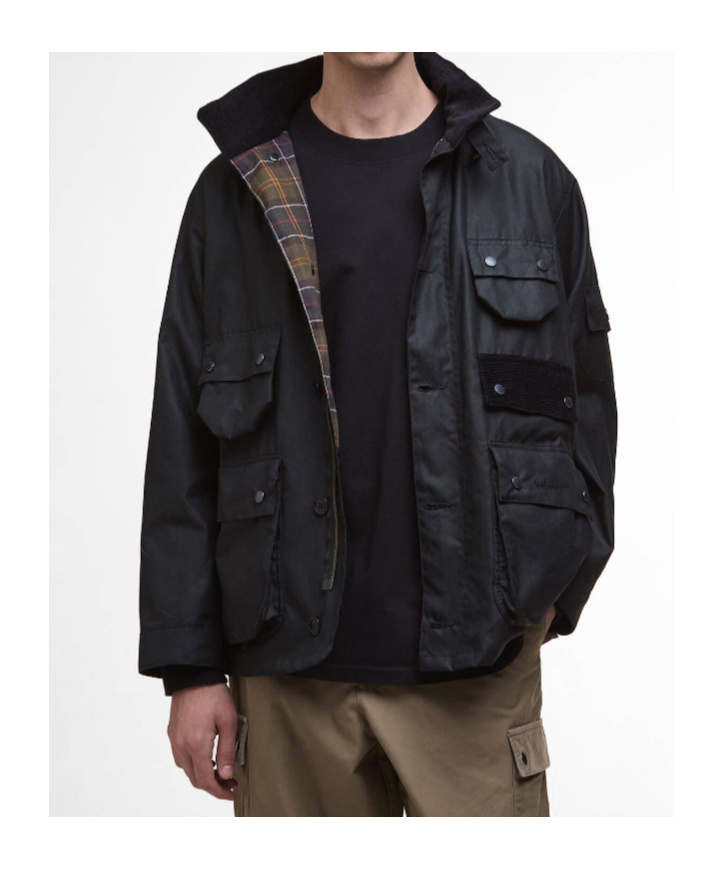 Barbour Editor Waxed Jacket In Black