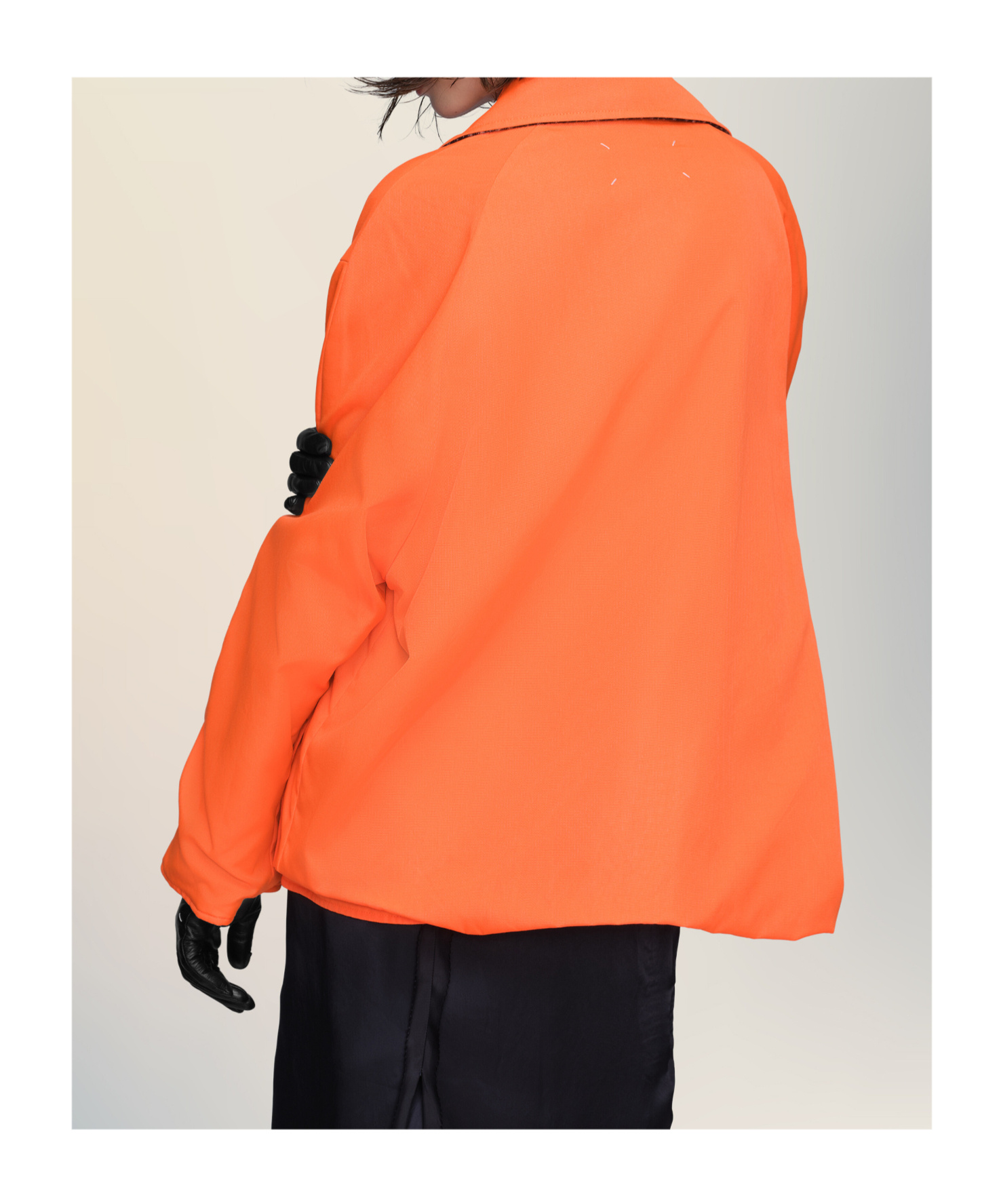 Maison Margiela Womens Orange Fluo Black Check Relaxed-fit Buttoned-collar Woven Jacket In Orange