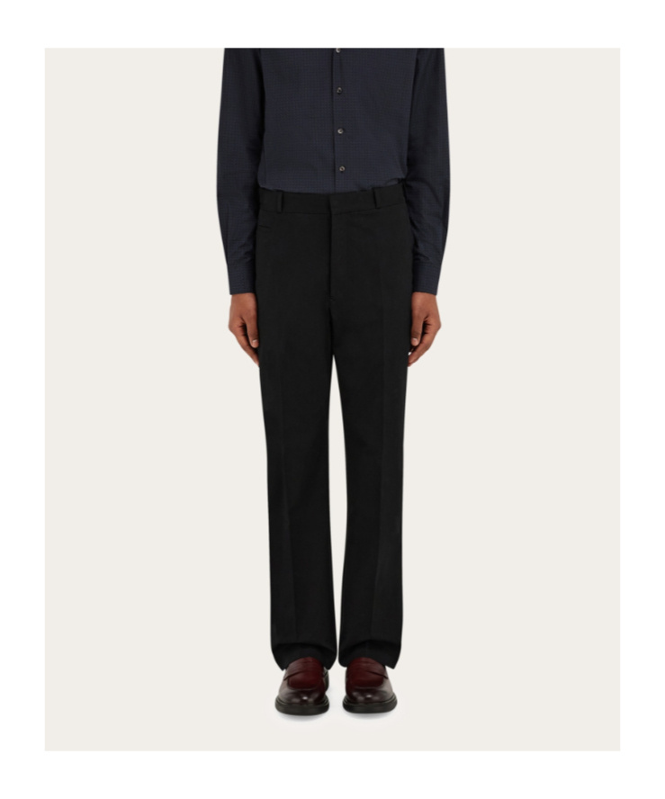 Ferragamo Cotton Canvas Pants In Black