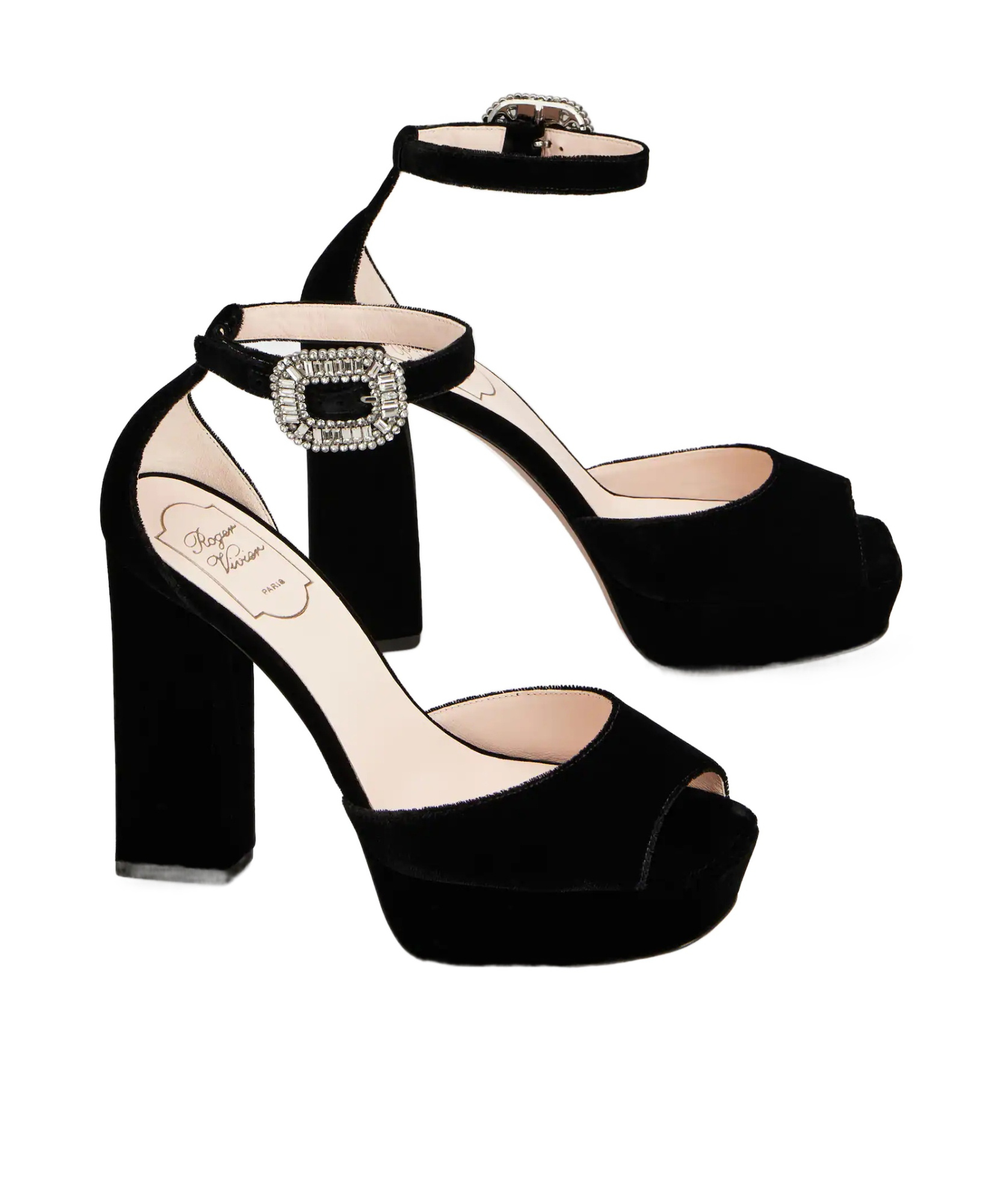 Roger Vivier Platform Sandals In Velvet In Black