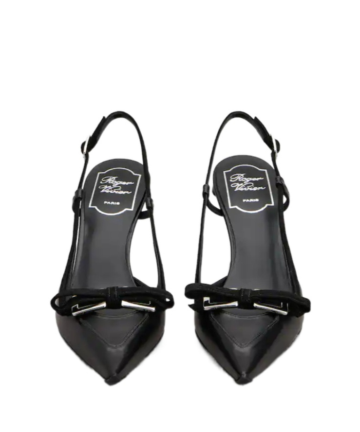 Roger Vivier Virgule Slingback Pumps In Leather In Black