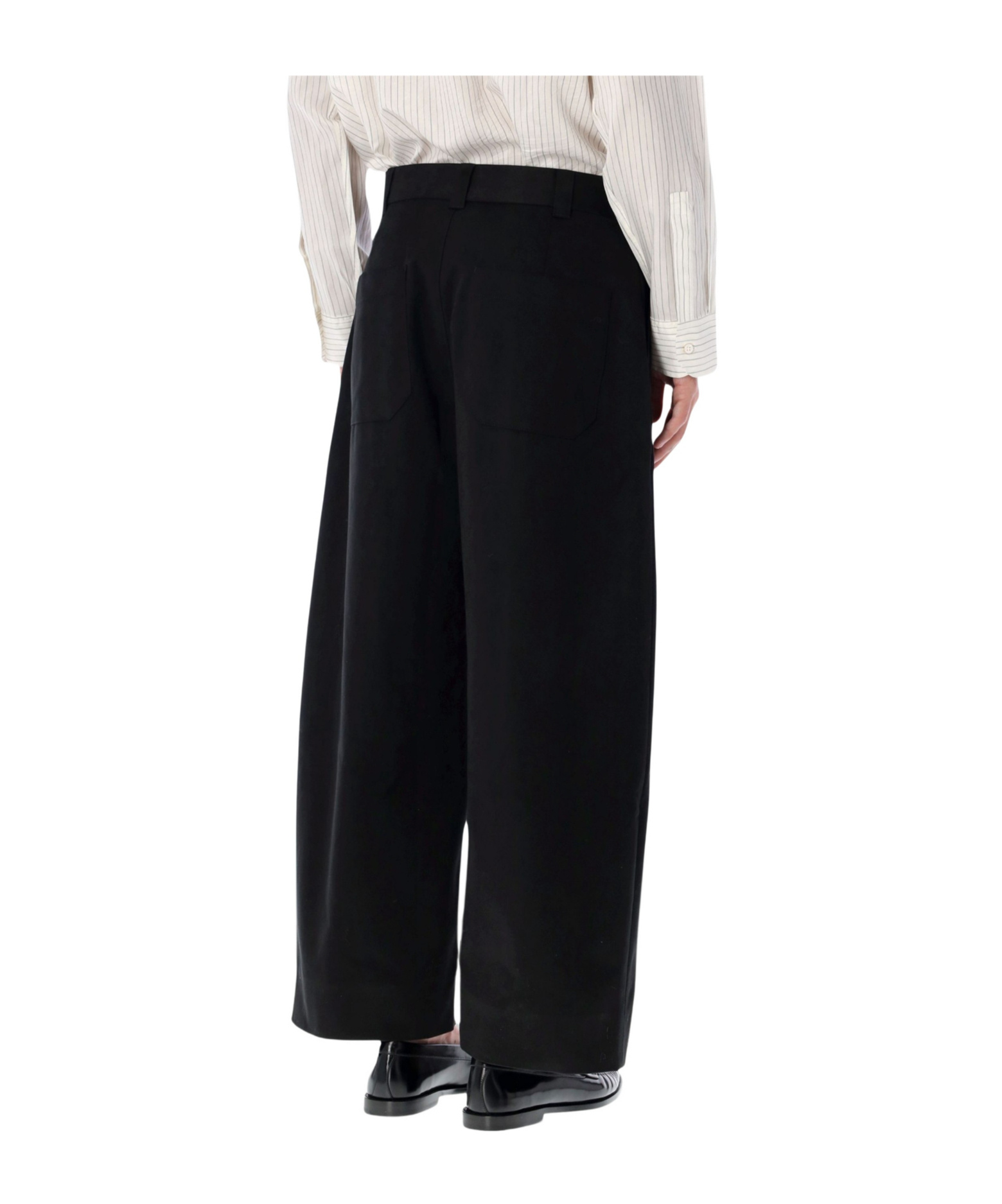 Studio Nicholson Wide-leg Peached Cotton Sorte Trousers In Black