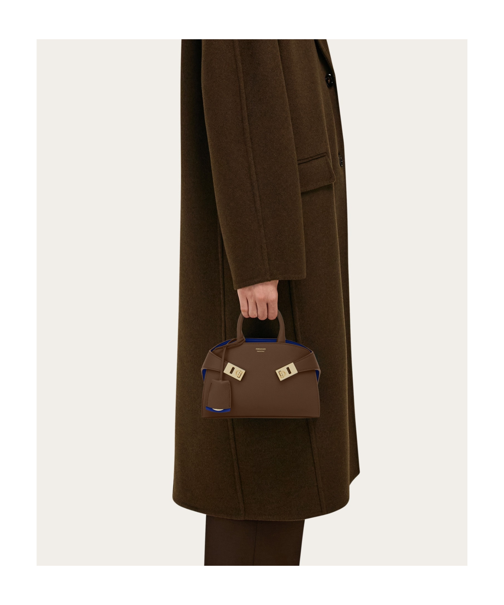 Ferragamo Hug Dual-handle Shoulder Bag In Brown