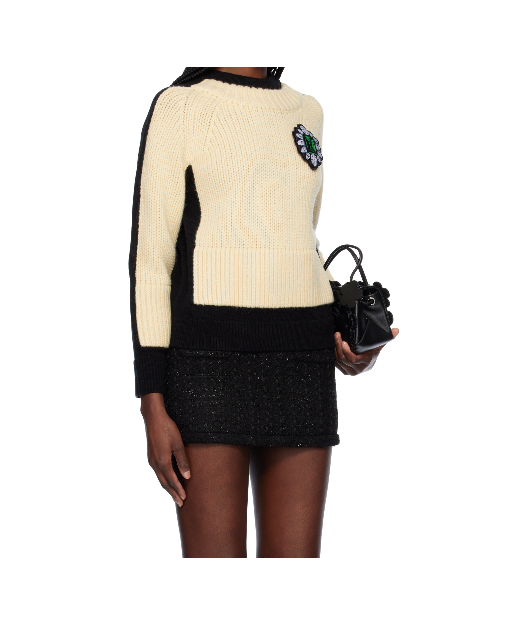 Marc Jacobs Trompe Loeil Charm Crewneck Sweater In Black/ivory
