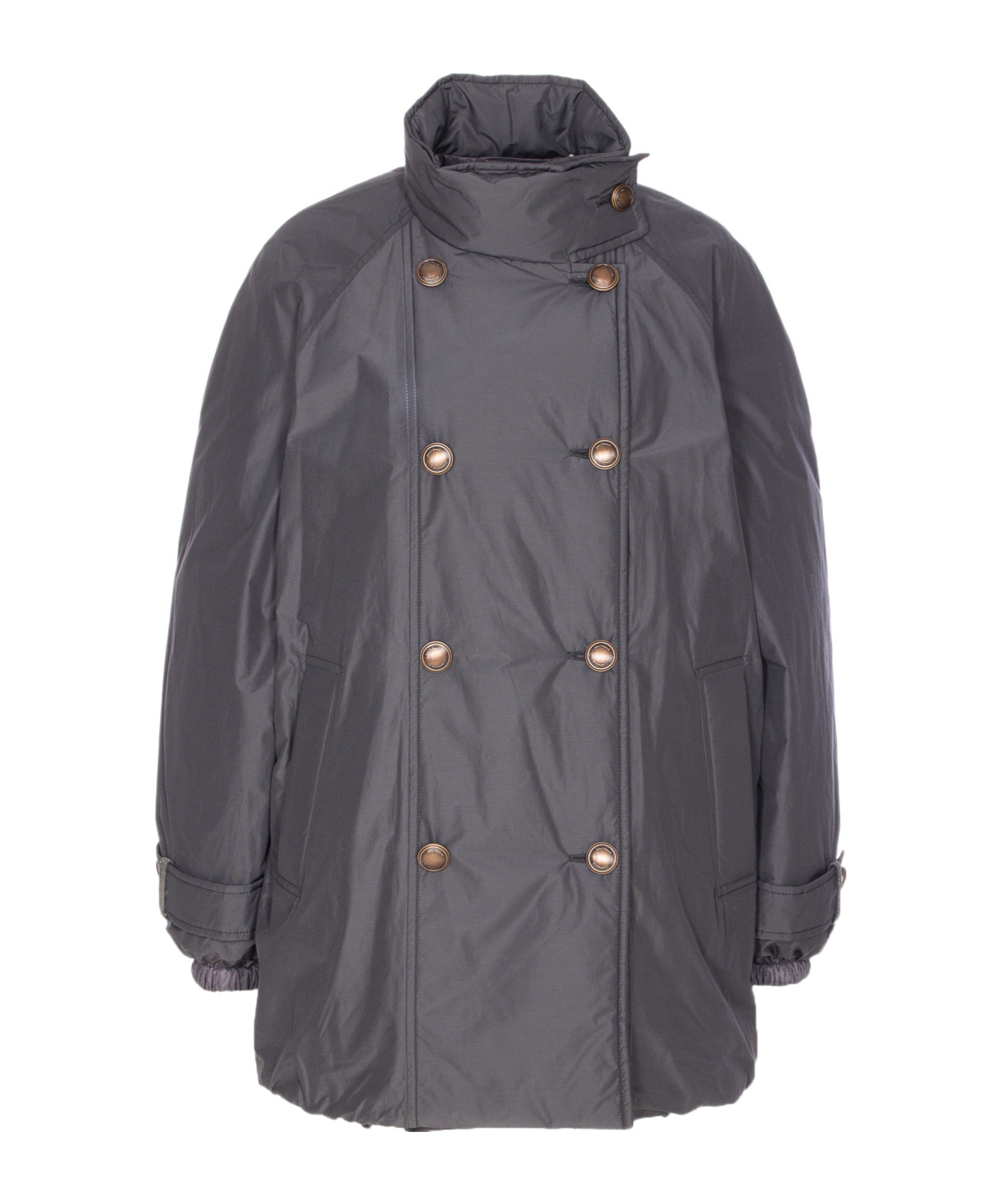 Brunello Cucinelli Double-breasted High Neck Down Jacket In Black