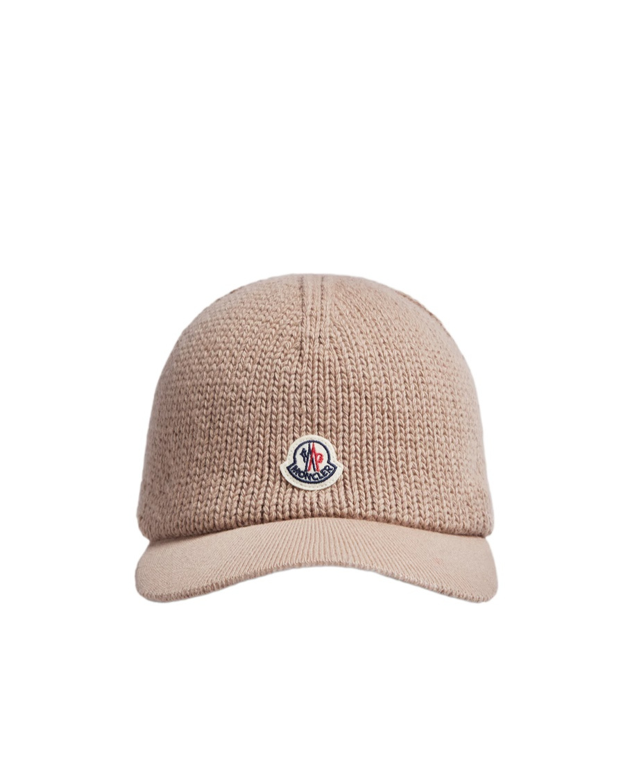 Moncler Knit Cotton Baseball Cap In Nude