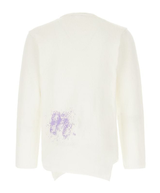 Comme Des Garçons Asymmetric Hemline Polyester Sweater In White