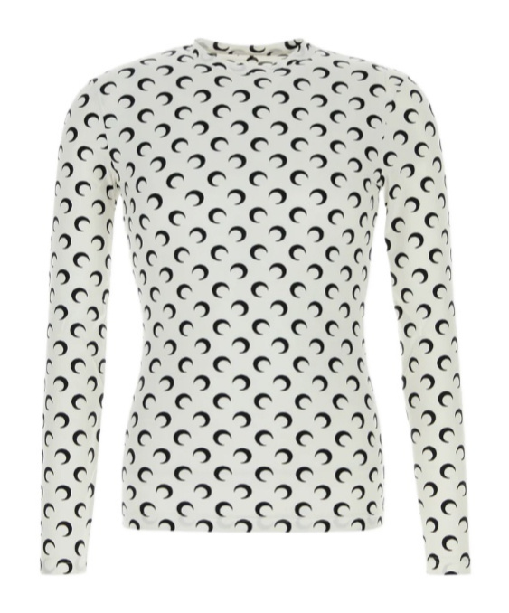 Marine Serre All-over Print Long Sleeve Crew Neck T-shirt In White
