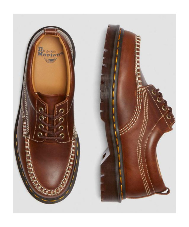 Dr. Martens Lowell Contrast-stitching Derby Shoes In Brown
