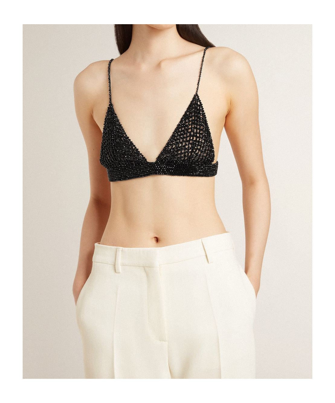 Golden Goose Crystal Braided Beaded Top In Black
