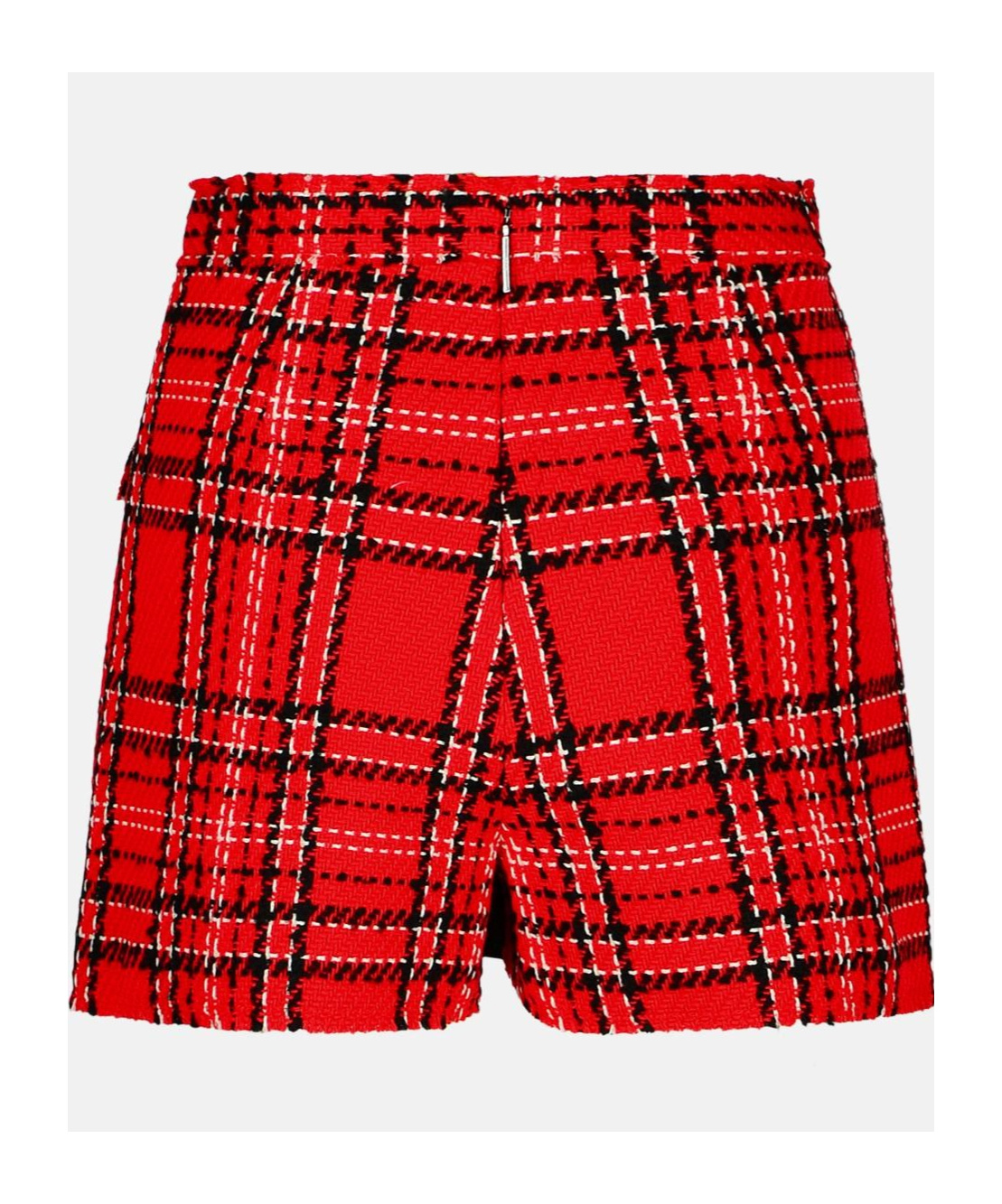 Msgm Tartan Cotton Blend Tweed Skort In Red