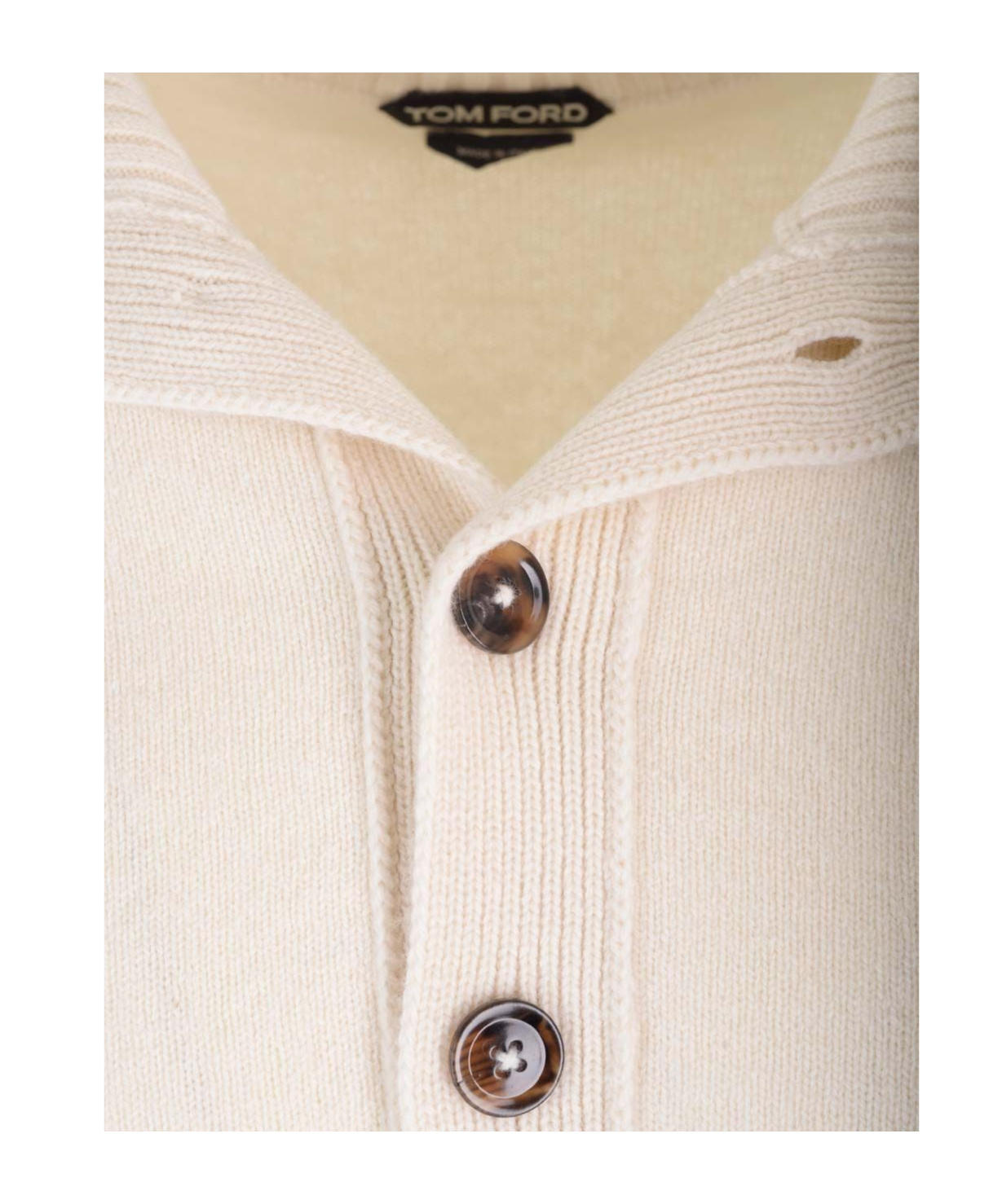 Tom Ford Buttoned-collar Jumper In White