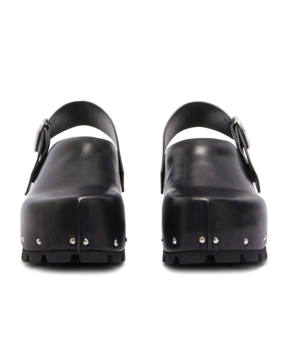 Jil Sander Stud-embellished Leather Clogs In Black