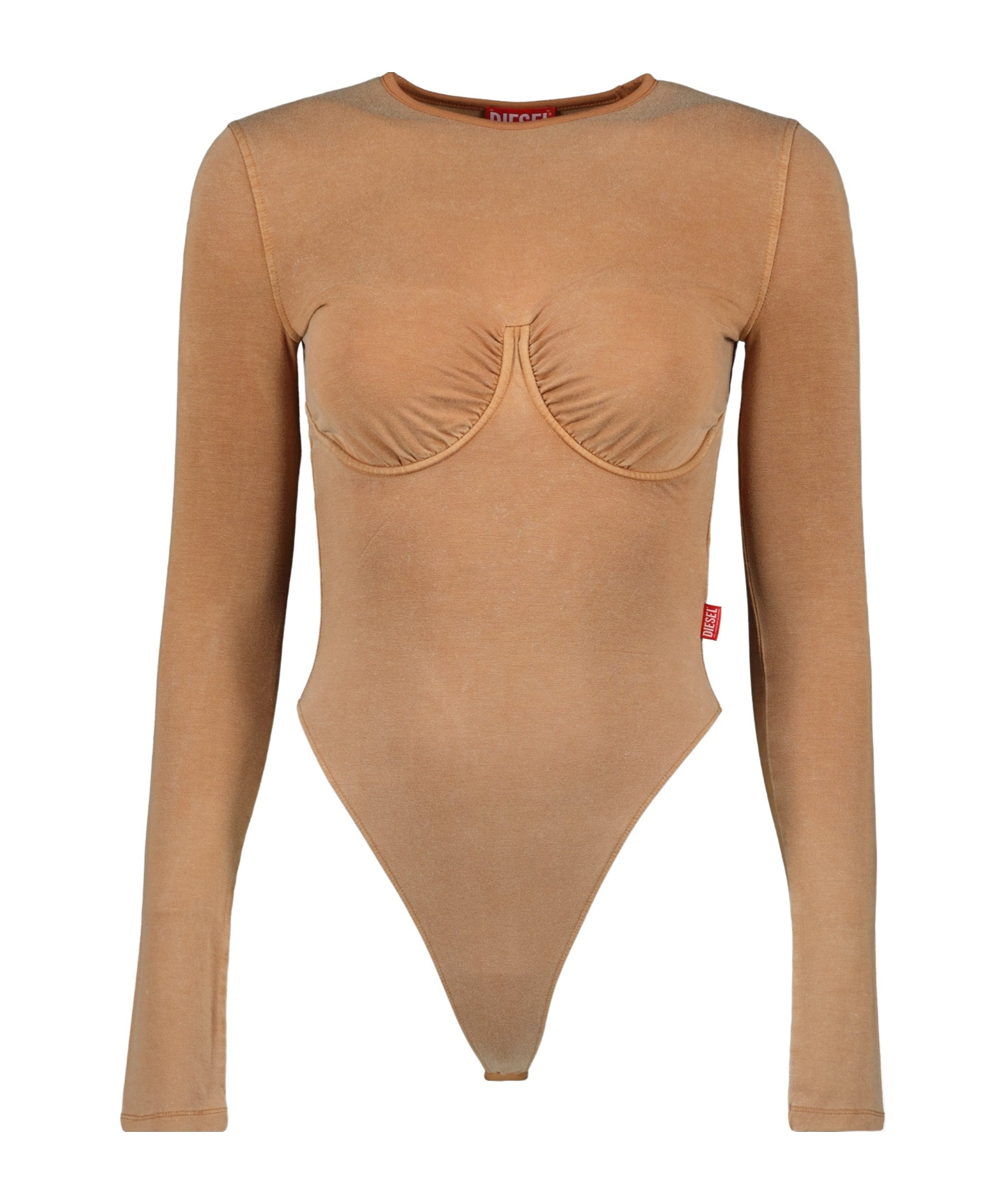 Diesel Long Sleeved Bodysuit With Bra Detail In Nude