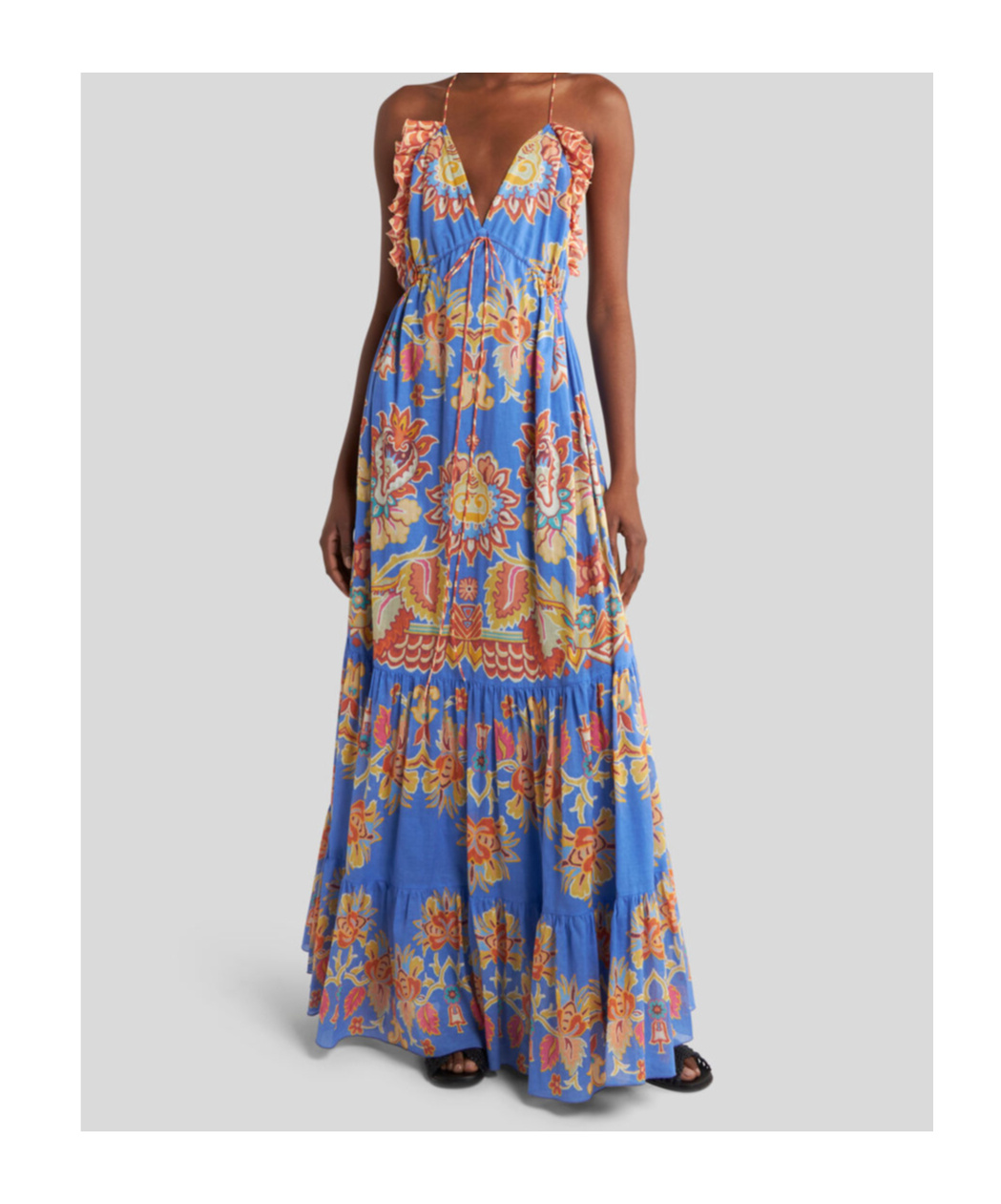 Etro Printed Open-back Cotton Voile Maxi Dress